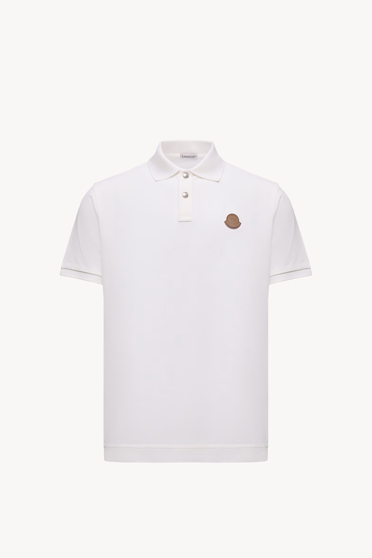Logo Patch Cotton Piquet Polo Shirt Men White Moncler 2